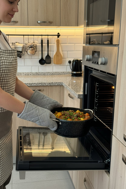 Büyük Boy Derin Yemek Tenceresi Döküm Granit 28 CM Fırına Girebilir