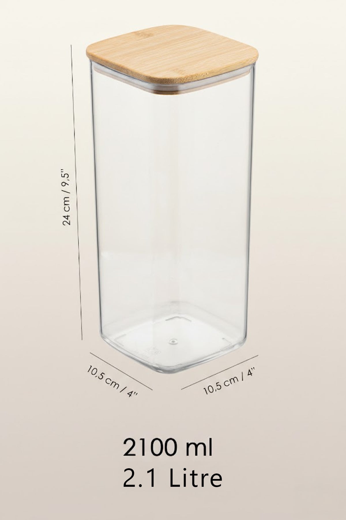 Bambu Kapaklı Kare 6’lı 2100 ML Hava Geçirmez Gıda Saklama Kabı Seti – 2.1 Litre Büyük Boy