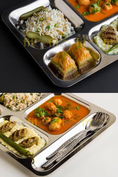 Metal Paslanmaz Çelik Yemek Tabldot Servis Tabağı Fabrika Hastane Okul Çok Amaçlı Kullanım
