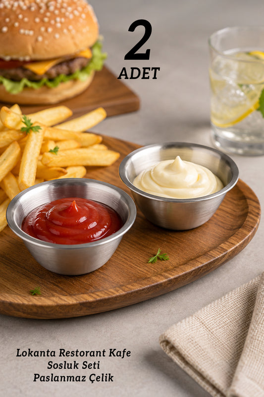 Paslanmaz Çelik Sosluk Seti Kahve Yanı Sunum Baharat Ketçap Mayonezlik Kafe Restorant