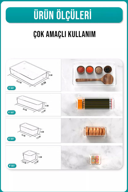 25'Lİ Modüler Çekmece Düzenleyici Organizer Çok Amaçlı Makyaj Kırtasiye Mutfak Banyo Düzenleyici