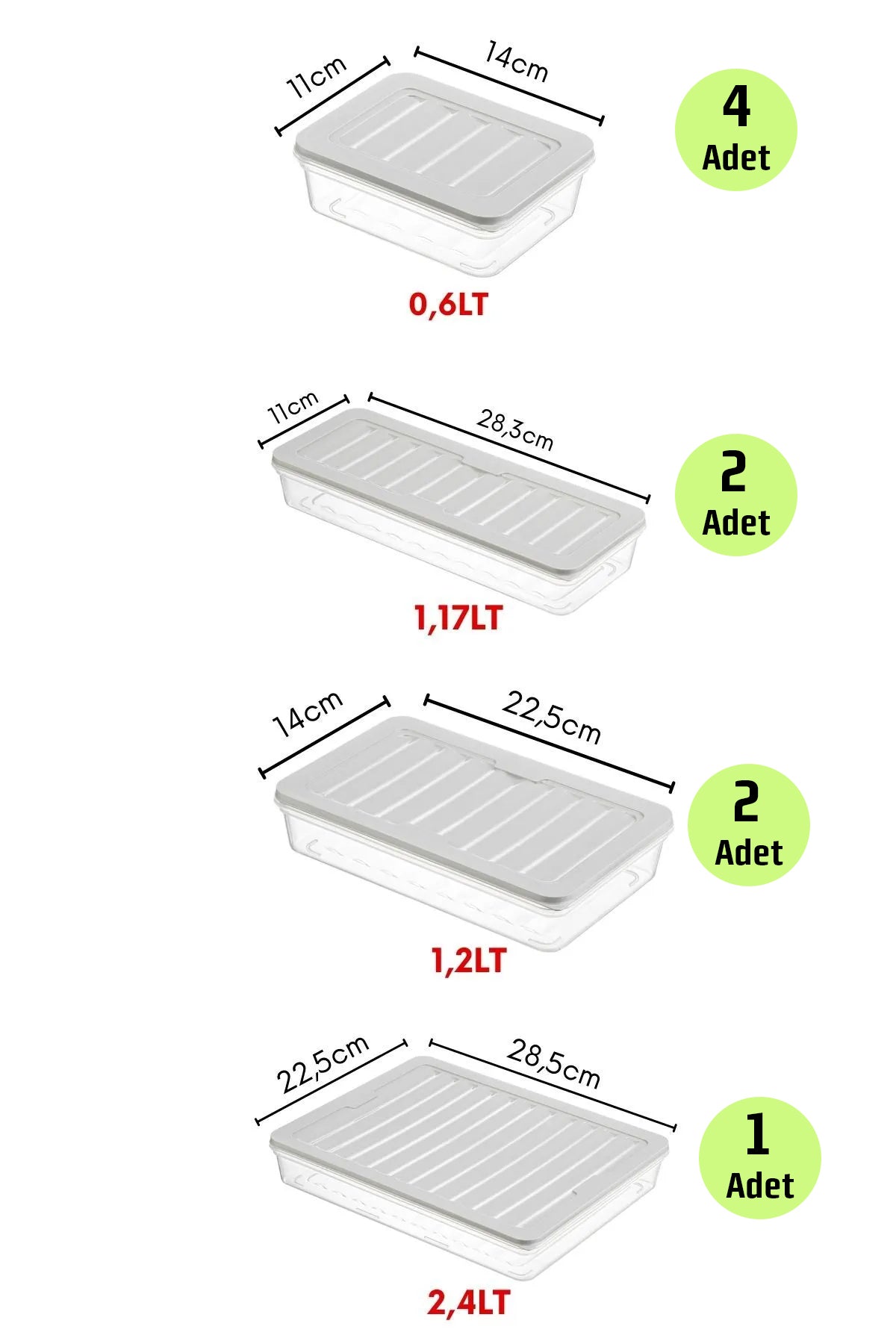 10'lu Fitbox Set Hava Geçirmez Buzluk ve Buzdolabı Düzenleyici Set